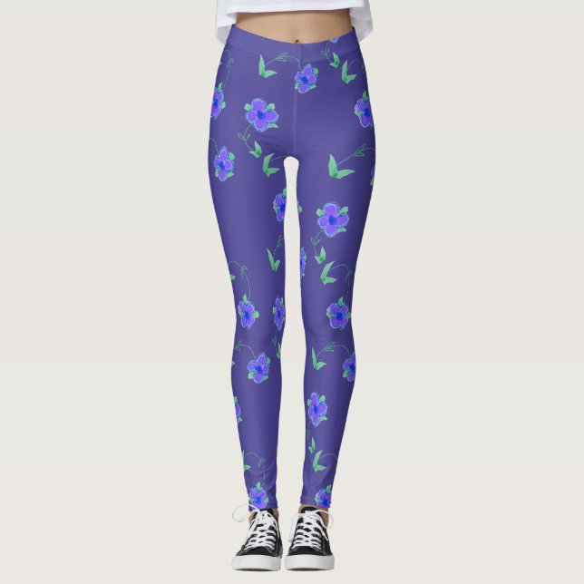 Leggings Légendes violettes fleuries (Devant)