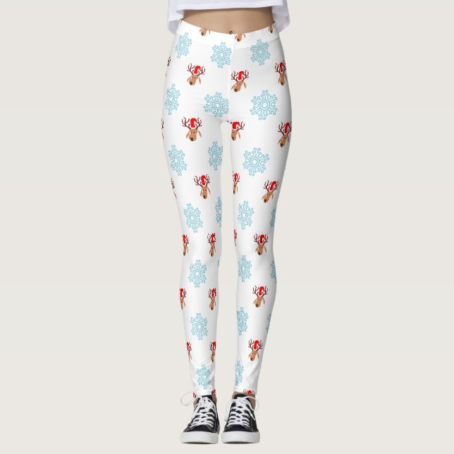 Leggings Léggations de rennes de père Noël (Devant)