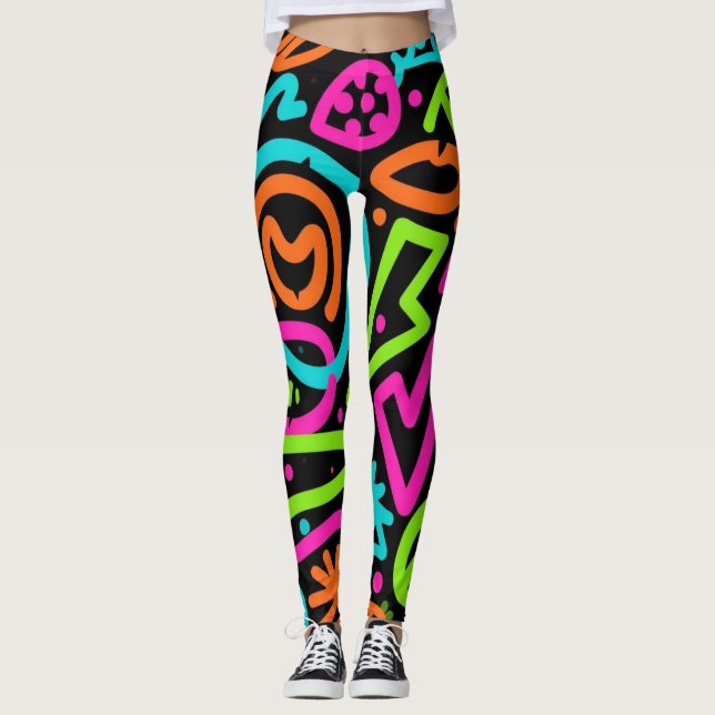 Leggings Leggements de scintillement de Neon - Vibes de pop (Devant)