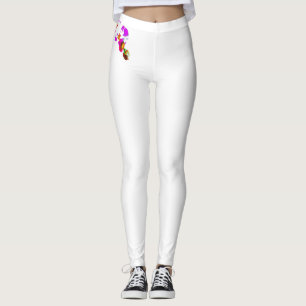 Leggings Léggines blanches avec imprimé orchidée