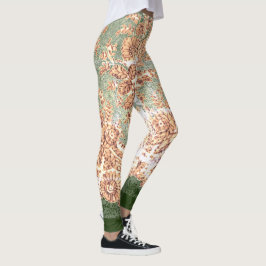 LEGGINGS LÉGGINGS ANCIENS LACE LEGINGS VERT ET TAN