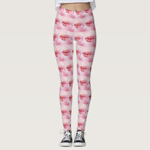 Leggings Leggins à lèvres roses