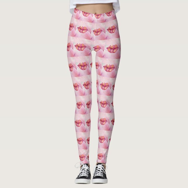 Leggings Leggins à lèvres roses (Devant)
