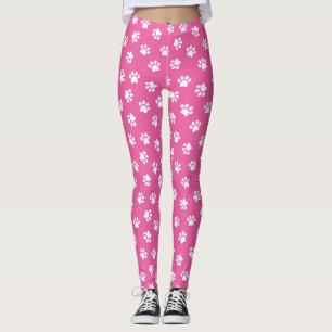 Leggings Leggins Empreintes de pattes roses et blancs