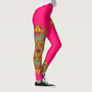 Leggings Leggins Mandala Roses Colorés