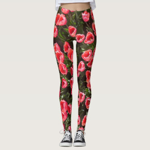 Leggings Legs Motif de Tulipes rouges