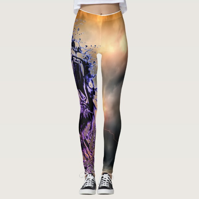 LEGGINGS LÉGUMES AVEC TIGRE PEINT ET CIEL DE TEMPÊTE (Devant)