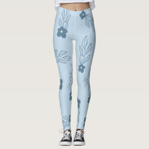 LEGGINGS LÉGUMES FLORAUX BLEUS
