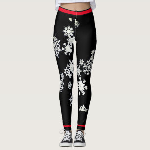 LEGGINGS LÉGUMES PERSONNALISÉS FLAKE À NEIGE ROUGE