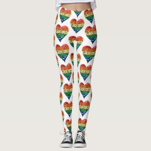 Leggings légumineuses à coeur arc-en-ciel