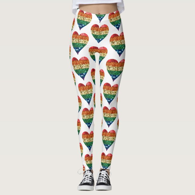 Leggings légumineuses à coeur arc-en-ciel (Devant)