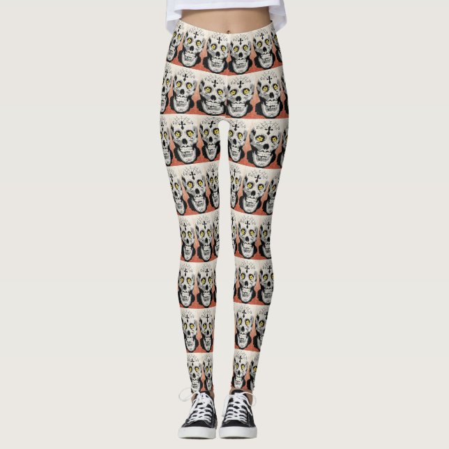 Leggings Légumineuses à crâne de sucre (Devant)