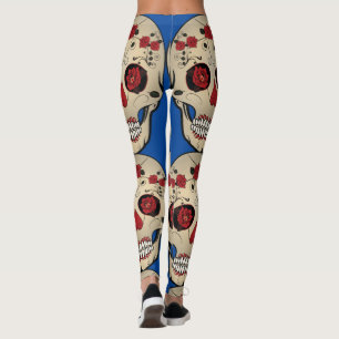 Leggings Légumineuses à crâne de sucre - Rose Design crâne 