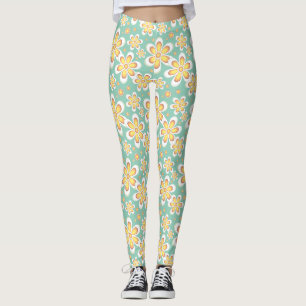 Leggings légumineuses à fleurs à motif jaune