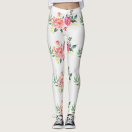 Leggings Légumineuses à fleurs roses