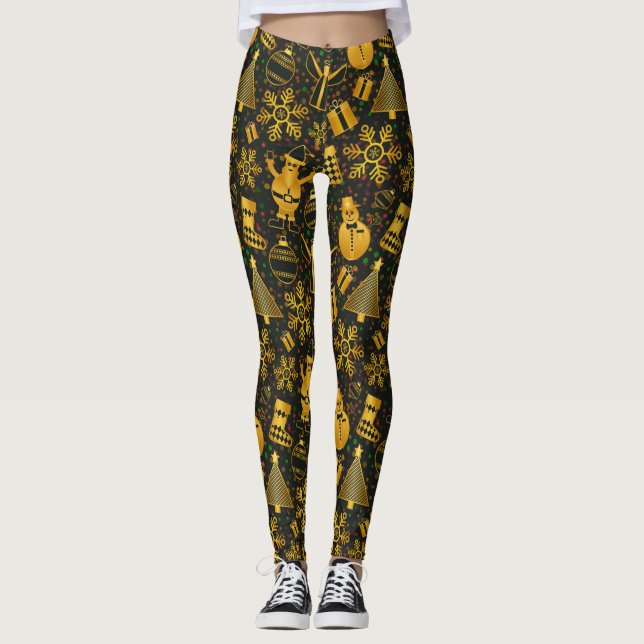 Leggings légumineuses à neige en or (Devant)