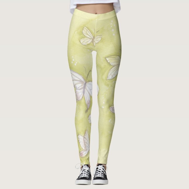 Leggings Légumineuses à papillons d'aquarelle (Devant)