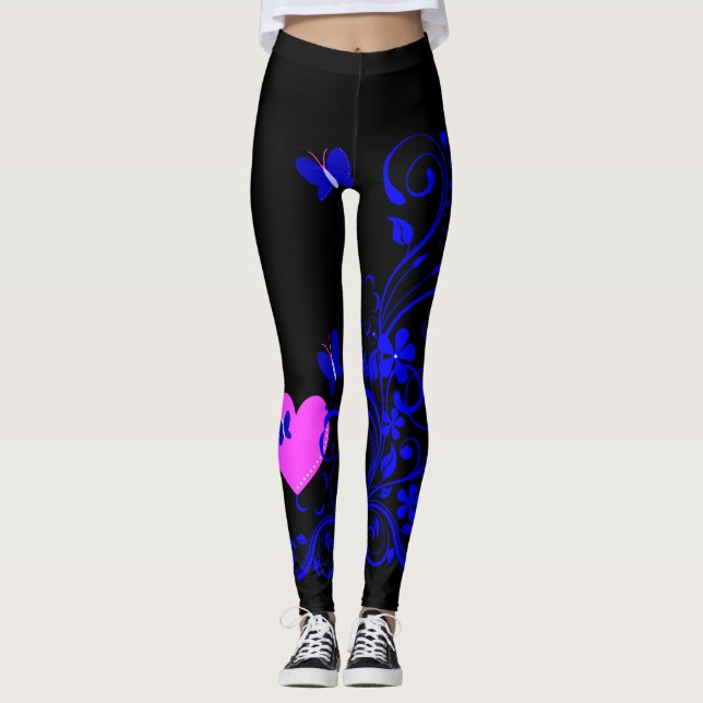 Leggings Légumineuses à papillons floraux (Devant)