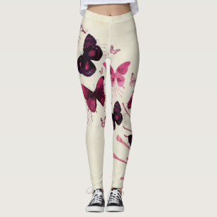 Leggings Légumineuses à papillons roses et violets