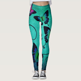Leggings Légumineuses à papillons turquoise