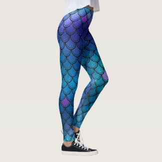 Leggings Légumineuses à Parties scintillant de sirène bleue