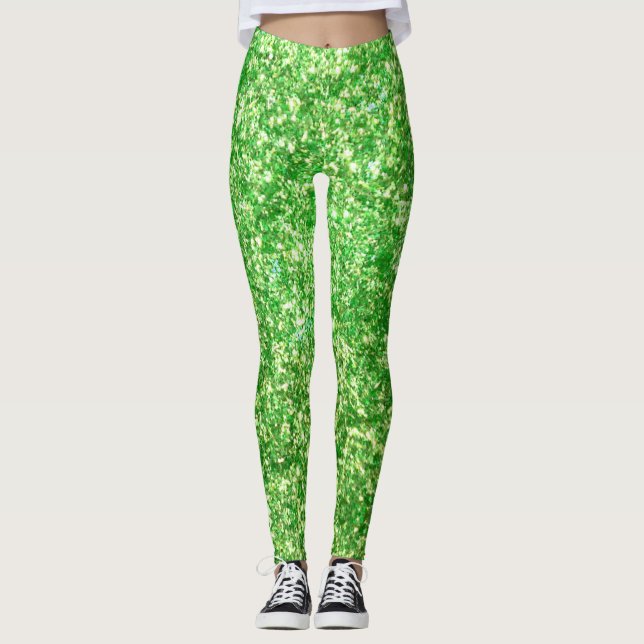 Leggings Légumineuses à Parties scintillant vertes (Devant)