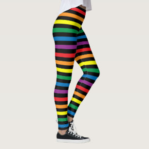 Leggings Légumineuses à rayures arc-en-ciel et noir