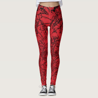 Leggings Légumineuses abstraites Red Grass