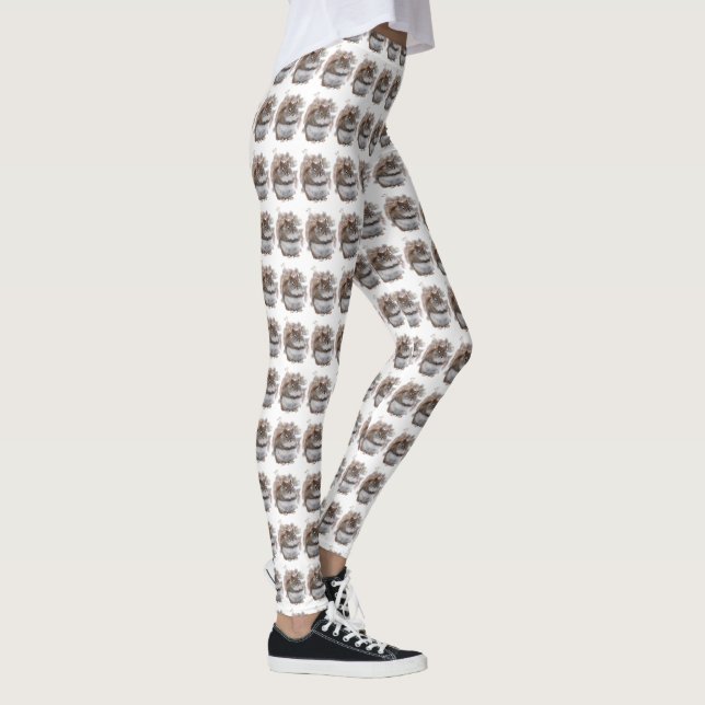 Leggings Légumineuses d'animaux d'écureuils Brown et blancs (Droite)