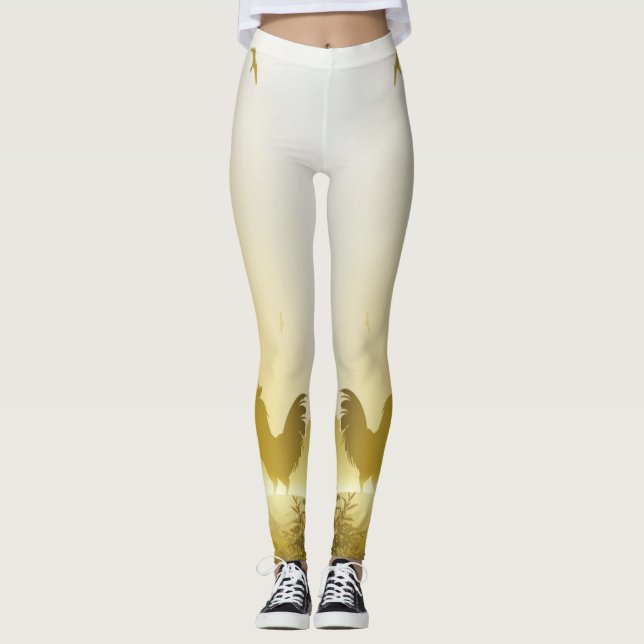 Leggings Légumineuses de femmes Sunny Morning Farm Pays rus (Devant)