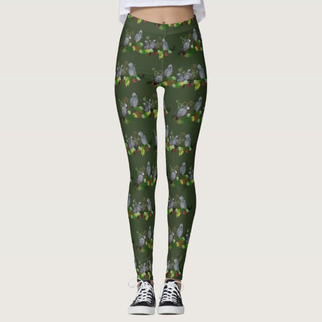 Leggings Légumineuses de la partie de perroquet gris d'Afri (Devant)