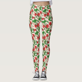 Leggings Légumineuses de vigne fraise et florale