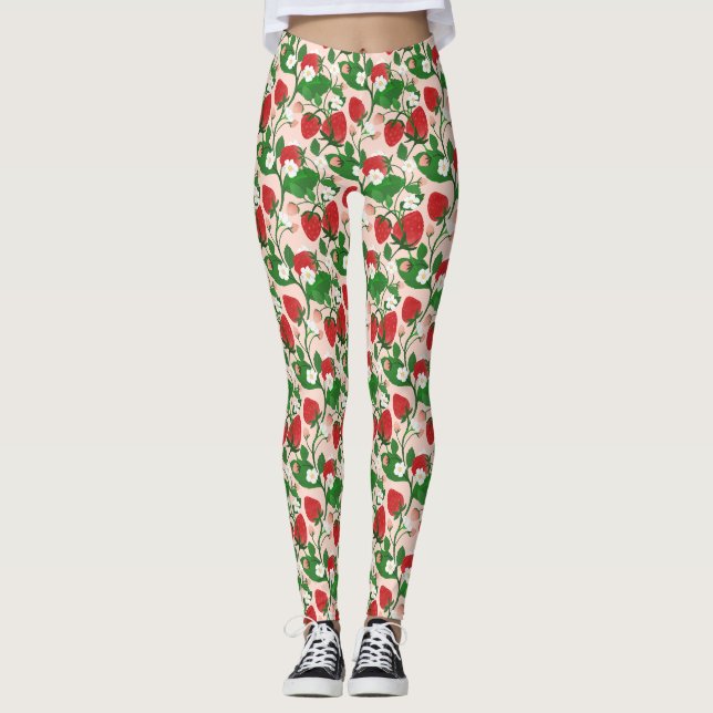 Leggings Légumineuses de vigne fraise et florale (Devant)