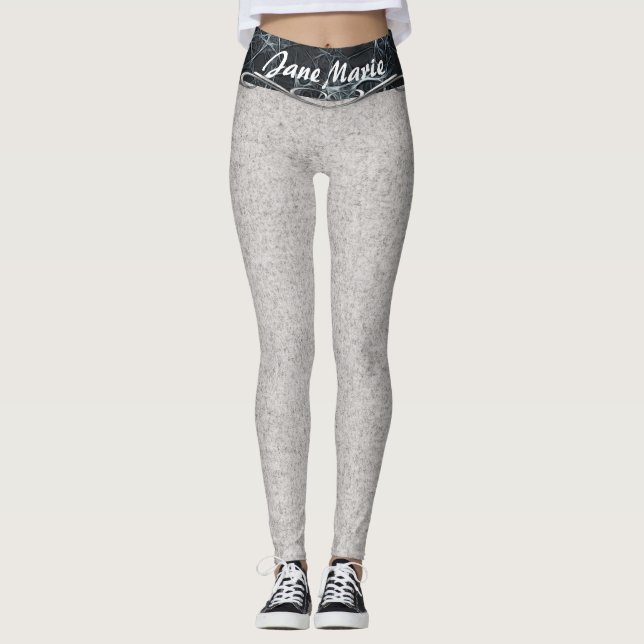 Leggings Légumineuses de Yoga design gris et noir (Devant)