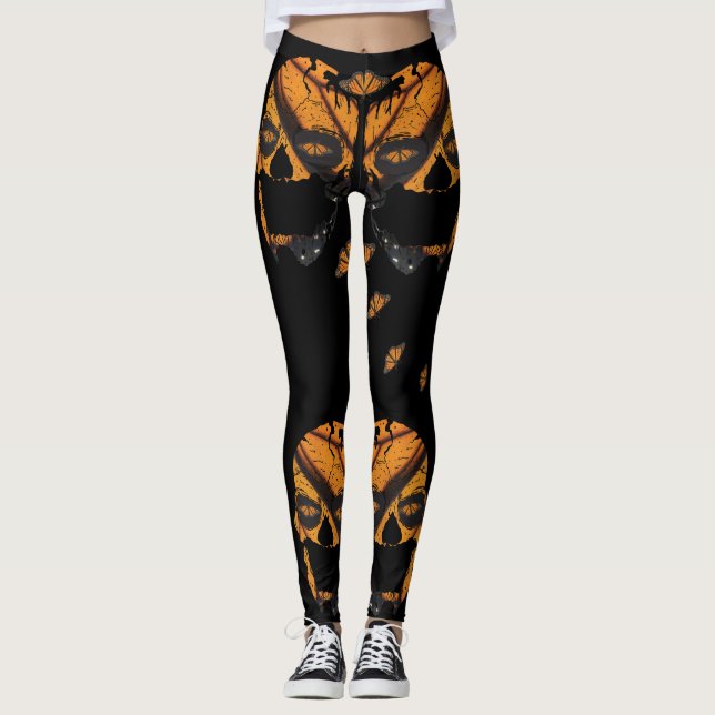 Leggings Légumineuses du crâne papillon - Crâne papillon mo (Devant)