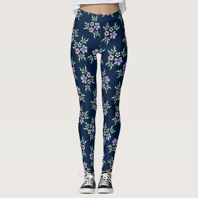 Leggings Légumineuses florale à contraste élevé (Devant)