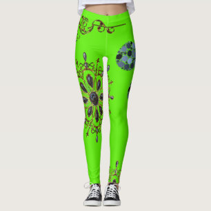 Leggings légumineuses longues en or vert citron