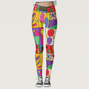 Leggings Légumineuses mignonnes avec bonbons, crème glacée,
