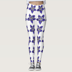 Leggings Légumineuses motifs de fleur de Columbine