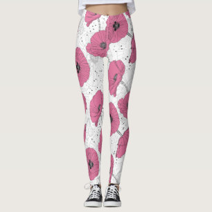 Leggings Légumineuses Motifs de fleurs de pavot