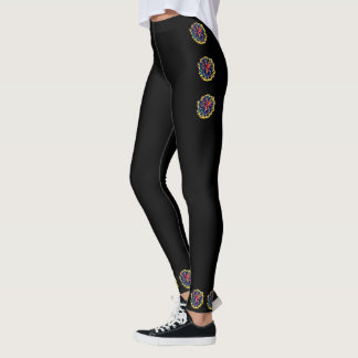 Leggings Légumineuses noires à motifs floraux 2