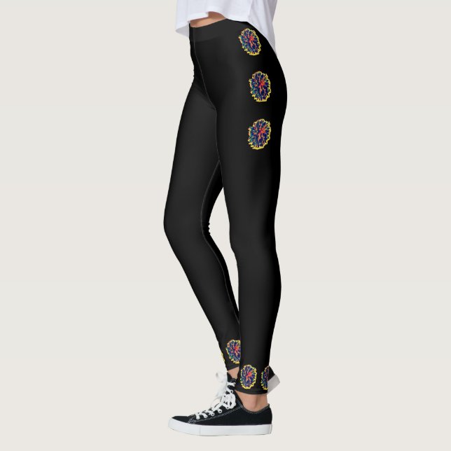 Leggings Légumineuses noires à motifs floraux 2 (Gauche)