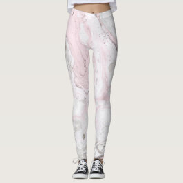 Leggings Légumineuses pour femmes Effet de marbre rose et g