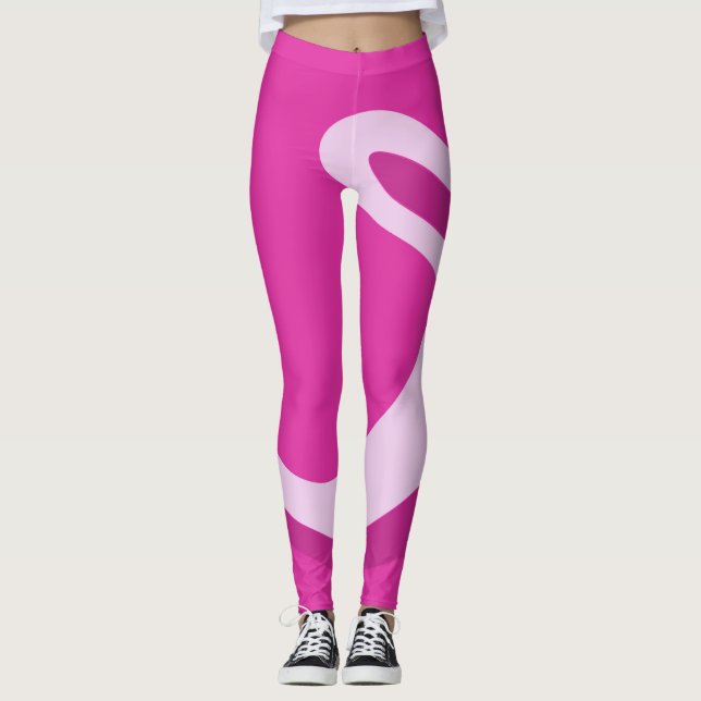 Leggings Légumineuses roses chaudes avec tourbillon rétro (Devant)