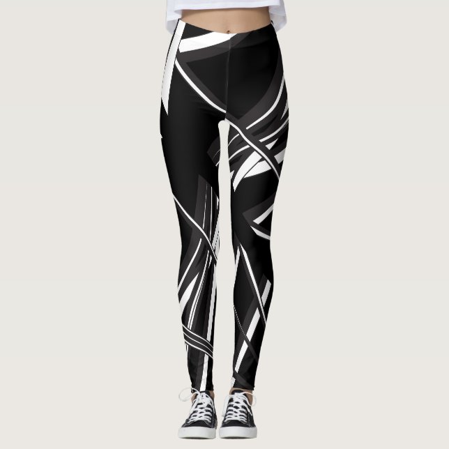 Leggings Légumineuses uniques en noir et blanc 492 (Devant)