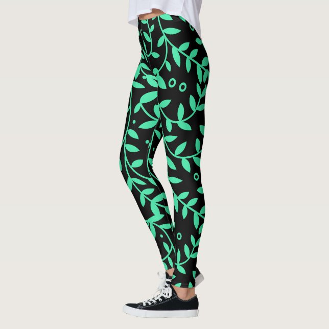 Leggings Légumineuses vertes et noires pour femmes (Gauche)