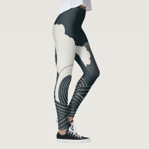 Leggings L'élégante oeuvre d'art japonaise en noir et bla