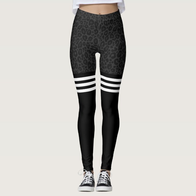 Leggings Léopard à charbon triple bande (Devant)