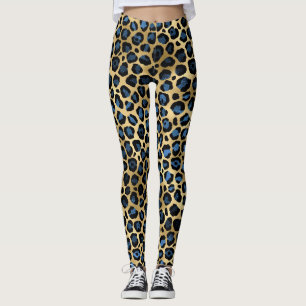Leggings Leopard bleu or