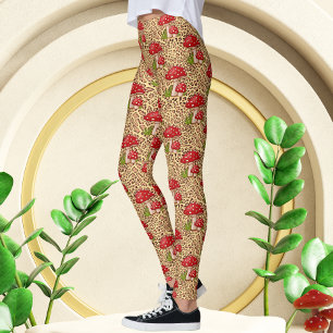 Leggings Leopard de luxe avec imprimé champignons